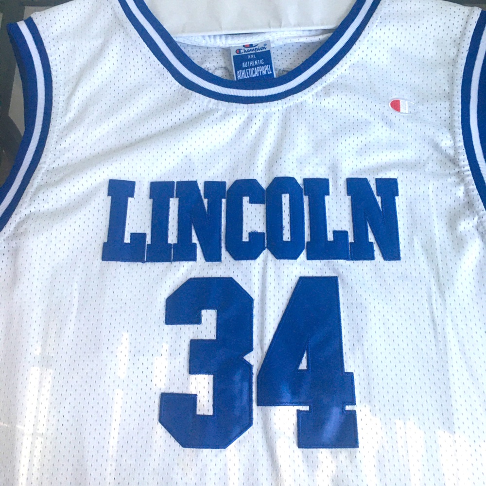 He got game champion Jersey!  XXL
